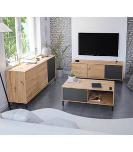 Sideboard mit 2 Türen Brooklyn Grau - Holzwerkstoff - 41 x 74 x 154 cm