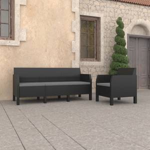 Garten-Lounge-Set Grau - Kunststoff - Polyrattan - 65 x 76 x 181 cm