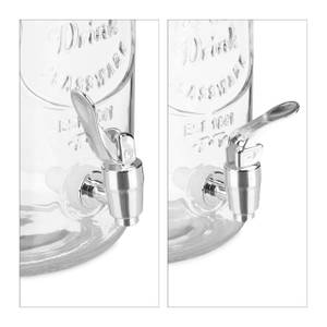 Getränkespender Set mit 4 Gläsern Silber - Glas - Metall - 14 x 32 x 14 cm