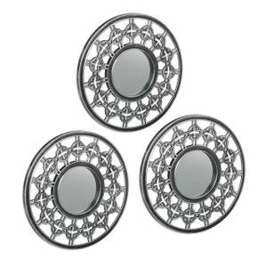 Lot de 3 miroirs décoratifs Gris - Argenté - Verre - Matière plastique - 25 x 25 x 2 cm