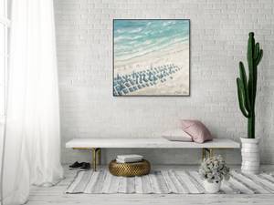 Acrylbild handgemalt Reise ans Meer Blau - Massivholz - Textil - 80 x 80 x 4 cm