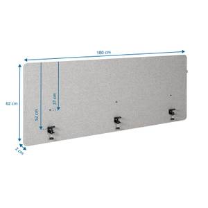 Tischtrennwand FLEXMIUT D 180 Grau - Kunststoff - 180 x 62 x 2 cm