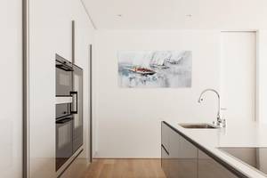 Acrylbild handgemalt Endspurt Grau - Massivholz - Textil - 120 x 60 x 4 cm