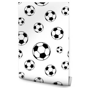 Papier Peint pour enfants football sport Noir - Blanc - Papier - 53 x 1000 x 1000 cm