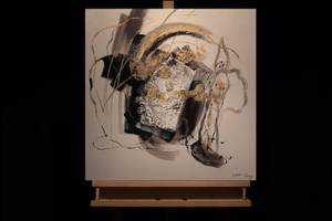 Acrylbild handgemalt Ordnung und Chaos Grau - Massivholz - Textil - 60 x 60 x 4 cm