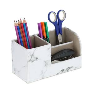 Schreibtisch Organizer Marmor-Optik Schwarz - Grau - Weiß - Holzwerkstoff - Kunststoff - Textil - 20 x 11 x 9 cm