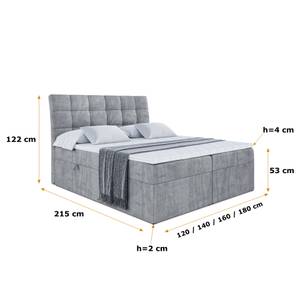 Boxspringbett BRUGO Grau - Breite: 140 cm - H4