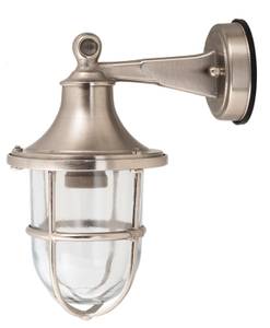 Wandlampe SANTORIN Graumetallic - Silber - Durchscheinend - 14 x 27 x 22 cm - Durchmesser: 14 cm - Durchmesser Lampenschirm: 14 cm