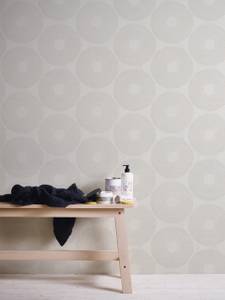 Papier peint Cercles Blanc Gris Gris - Blanc