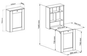 Schreibtisch TILT 60x24-90x144 Weiß - Holzwerkstoff - Kunststoff - 60 x 144 x 24 cm