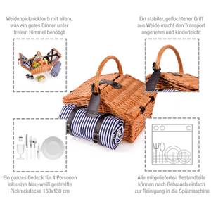 24-tlg. Picknickkorb Sylt Beige - Naturfaser - 30 x 40 x 45 cm