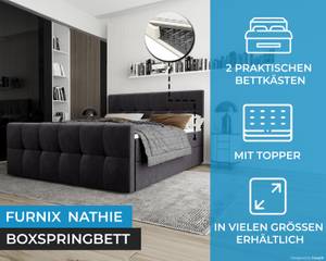 Boxspringbett NATHIE 180x200 Monolith 97 Schwarz