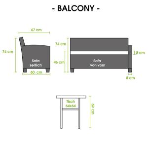 Gartenmöbel Set Balcony Braun - Polyrattan - 74 x 67 x 173 cm
