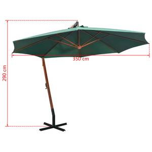 Parasol suspendu 3005780 Vert - Métal - Bois massif - 350 x 290 x 350 cm