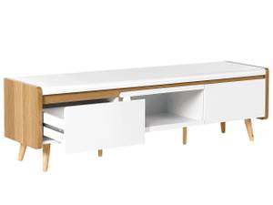 Meuble TV CUSTER Marron - Blanc - Bois manufacturé - 160 x 46 x 40 cm