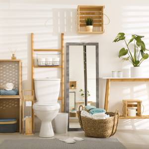 WC Garnitur Bambus Braun - Silber - Weiß - Bambus - Metall - Kunststoff - 20 x 74 x 20 cm