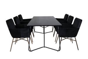 Essgruppe Pippi 9 (7-teilig) Schwarz - Massivholz - 90 x 75 x 190 cm