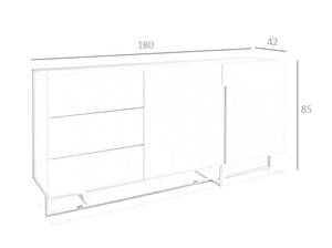 Weißes Sideboard mit Stahlbeinen Weiß - Holzwerkstoff - Metall - Holz teilmassiv - 180 x 85 x 42 cm