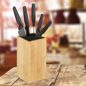 Bloc à couteaux non garni en bambou Noir - Marron - Bambou - Matière plastique - 12 x 24 x 12 cm