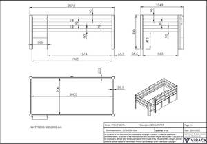 Lit mezzanine PINO LB005 Gris - 105 x 83 x 208 cm