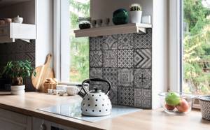 Tapete 3D Wallpaper Moroccan Tiles Grau - Kunststoff - 68 x 1 x 400 cm