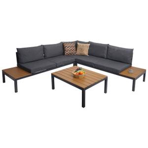 Garten-Garnitur H54b (2-teilig) Schwarz - Metall - Kunststoff - Holz teilmassiv - 239 x 68 x 239 cm