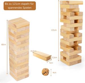 Riesen Wackelturm 54 Blöcke Braun - Holzwerkstoff - 5 x 16 x 4 cm