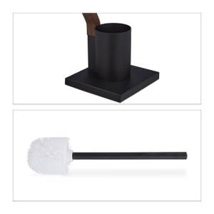 Brosse WC et dérouleur papier noir Noir - Marron - Bois manufacturé - Métal - 19 x 75 x 19 cm