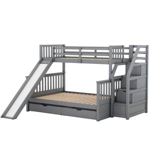 Etagenbett Jupitur Ⅶ Grau - Holzwerkstoff - Metall - Massivholz - 250 x 158 x 246 cm