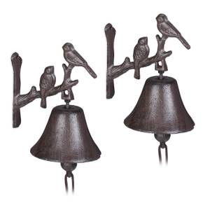 2 x Türglocke Gusseisen Vogel Braun - Metall - 10 x 16 x 13 cm