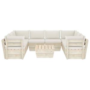 Garten-Lounge-Set (9-teilig) 3016490-21 Creme - Cremeweiß - Weiß