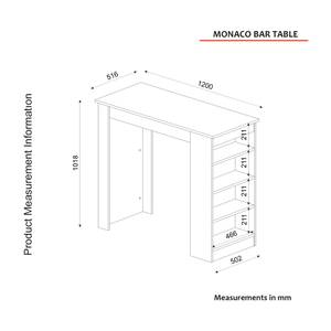 Bartisch Monaco Weiß Saphir Braun - Weiß - Holzwerkstoff - 120 x 102 x 52 cm