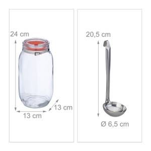 Vorratsglas 2 Liter Rot - Silber - Glas - Metall - Kunststoff - 20 x 24 x 13 cm