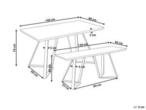 Esstischset UPTON 2-tlg 70 x 86 x 140 cm