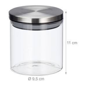 Vorratsglas 3er Set je 380 ml Silber - Glas - Metall - Kunststoff - 10 x 11 x 10 cm