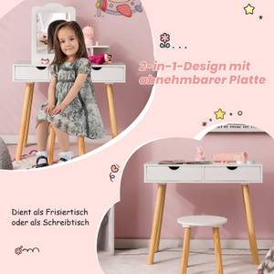 Kinder Schminktisch Set mit Spiegel Weiß - Holzwerkstoff - 37 x 100 x 70 cm