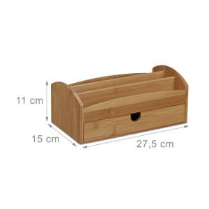 Distributeur de bureau 4 compartiments Marron - Bambou - Bois manufacturé - 28 x 11 x 15 cm