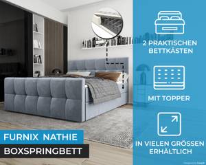 Boxspringbett NATHIE 160x200 Monolith 70 Hellblau