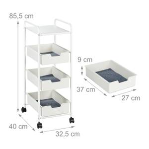 Rollwagen mit 3 Ebenen und Ablagefläche Weiß - Metall - Kunststoff - 33 x 86 x 40 cm