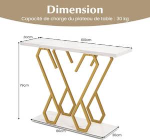 Table Console VH33434ITFR Doré - Métal - 30 x 80 x 100 cm