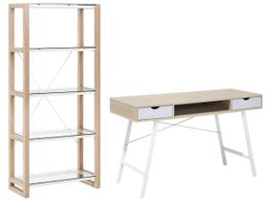 Büromöbel-Set JENKS 2-tlg Braun - Weiß - Holzwerkstoff - 120 x 152 x 48 cm