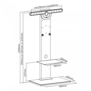 TV-Standfuß LUMM602 Schwarz - Massivholz - Holz teilmassiv - 60 x 124 x 40 cm