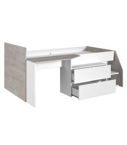 Lit Combiné avec Bureau Milky Blanc - Bois manufacturé - 203 x 90 x 134 cm