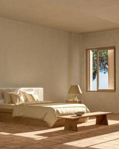 Bettbezug + 2 beige Quadranten Beige - Textil - 220 x 220 x 1 cm