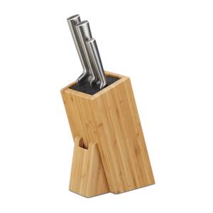 Bambus Messerblock mit Borsten Braun - Bambus - Kunststoff - 11 x 25 x 17 cm