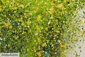 Tableau peint à la main Greenish Glade Vert - Blanc - Bois massif - Textile - 80 x 80 x 4 cm
