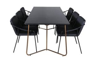 Essgruppe Pippi 13 (7-teilig) Schwarz - Massivholz - 90 x 75 x 190 cm