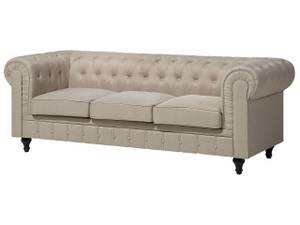 Set de canapés CHESTERFIELD Beige - Chêne foncé - 222 x 79 x 85 cm