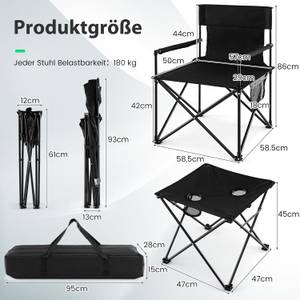 Garten-Sitzgruppen ZB33575PW (3-teilig) Schwarz - Metall