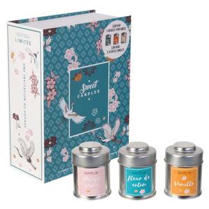 Coffret 3 bougies Sweet candles Bleu - Verre - 18 x 23 x 9 cm